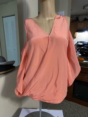 Bailey 44 Peach Cold-Shoulder V-Neck Blouse light orange is the color
